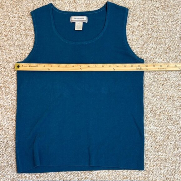 Passports Blue Tank Top Women XL Pink  Ribbed Stretch  Cotton Pullover - Picture 5 of 8